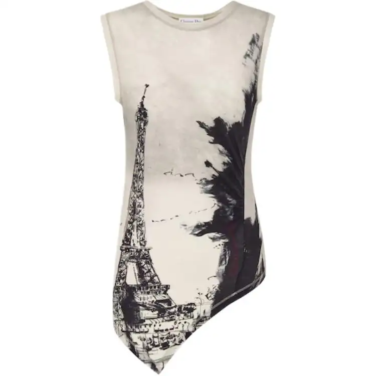 DIOR Tank Tops Women's Beige Crew Neck Moderate Other