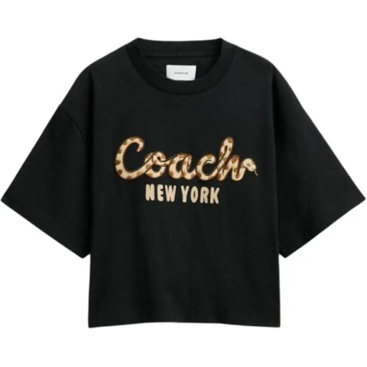 COACH Drop Shoulder Sleeve T Shirt Women's Black