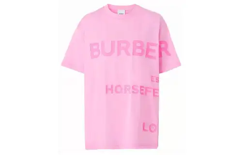 Burberry Carrick Logo Print Cotton Jersey T shirt Pink
