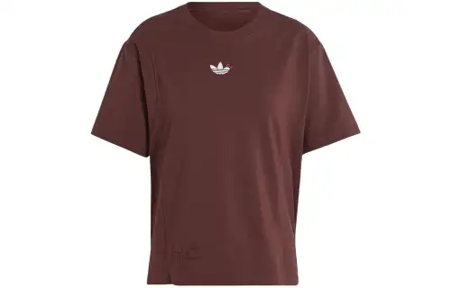 Adidas Originals T Shirts Women's Red Brown Crew Neck Moderate Straight Fit