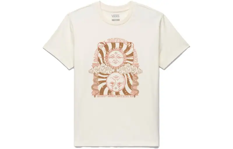 Vans T Shirts Women's White Crew Neck Moderate Straight Fit