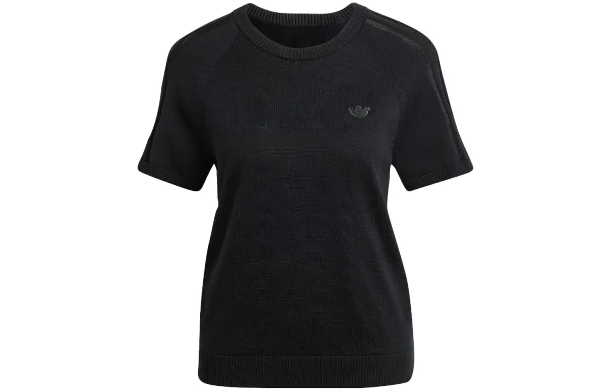 Adidas Originals T-Shirts Women's Black Crew Neck Moderate Straight Fit