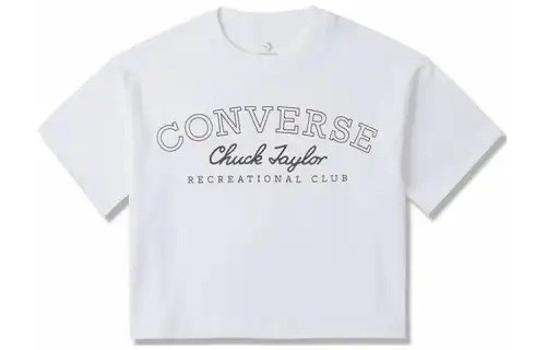 Converse T Shirts Women's White Crew Neck Moderate Straight Fit