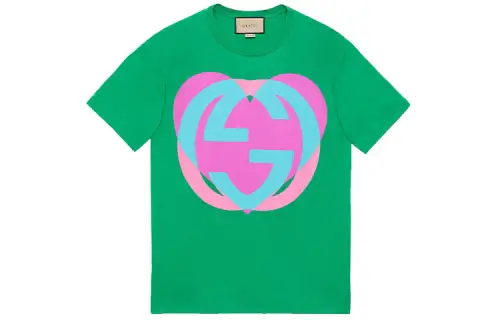 【Previous Season】Interlocking G heart-print T-shirt