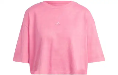 Adidas Originals T Shirts Women's Pink Crew Neck Moderate Straight Fit