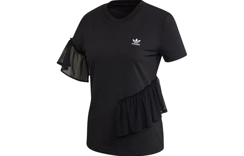Adidas Originals Tulle T Shirts Women's Black Crew Neck Moderate Other