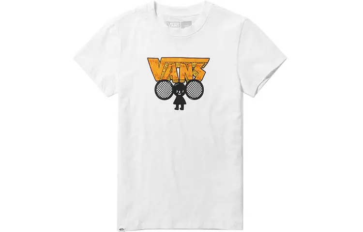 Vans T Shirts Women's White Crew Neck Moderate Straight Fit