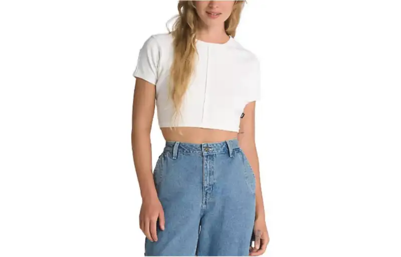 Vans Birch T Shirts Women's White Crew Neck Moderate Straight Fit