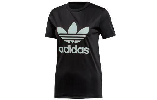 Adidas Originals Trefoil T Shirts Women's Black Crew Neck Moderate Straight Fit