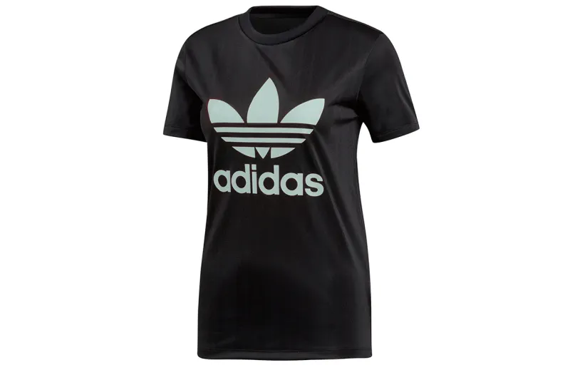 Adidas Originals Trefoil T Shirts Women's Black Crew Neck Moderate Straight Fit