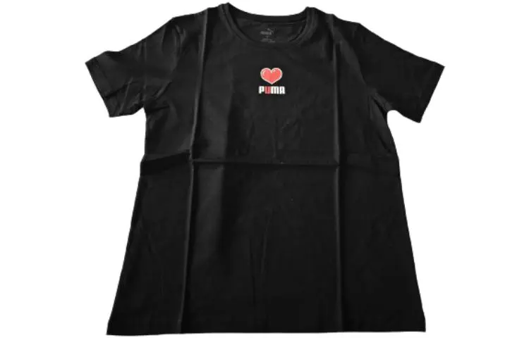 PUMA T-Shirts Women's Black Crew Neck Moderate Straight Fit