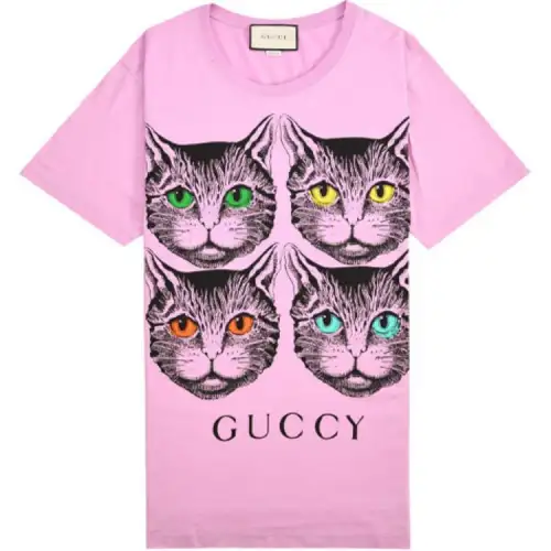 GUCCI Drop Shoulder Sleeve T Shirt Women's Pink