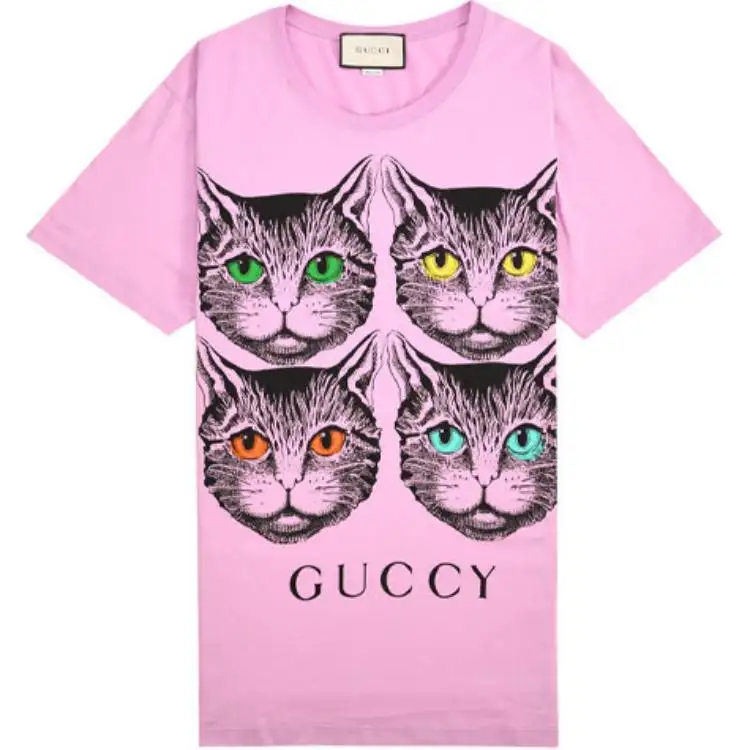 GUCCI Drop Shoulder Sleeve T Shirt Women's Pink