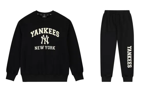 MLB Retroreflective sweatshirt for leisure, black trousers for men and women, wide color palette, loose straight fit