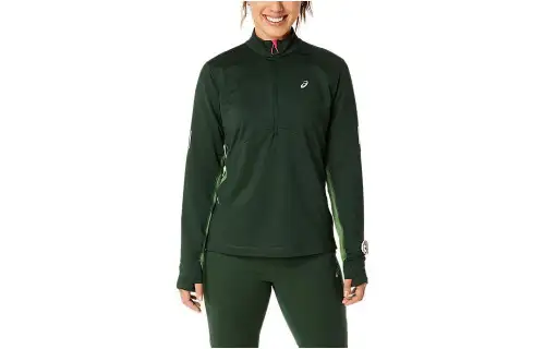ASICS T Shirts Women's Green Turtleneck Moderate Straight Fit