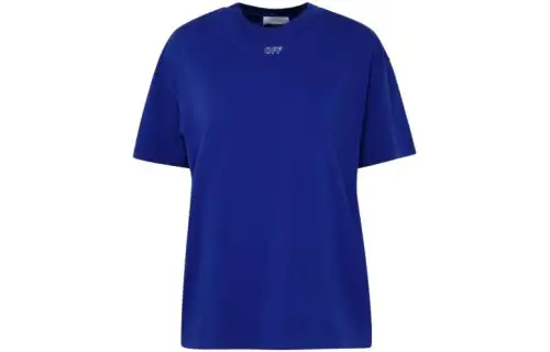 OFF WHITE T Shirts Women's Blue Crew Neck Moderate Straight Fit