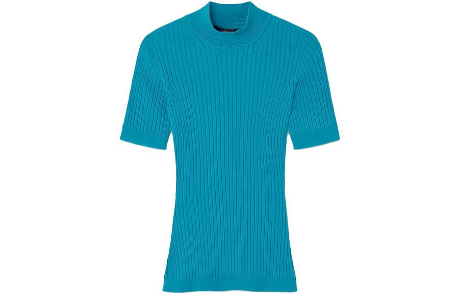 Женская футболка Versace VERSACE/ Ribbed Knit T-Shirt FW23 T (голубая)