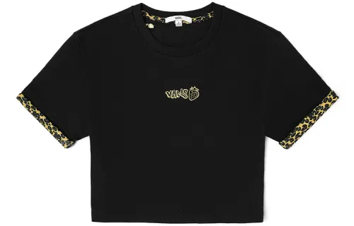 Vans Strauberry T Shirts Women's Black Crew Neck Moderate Straight Fit