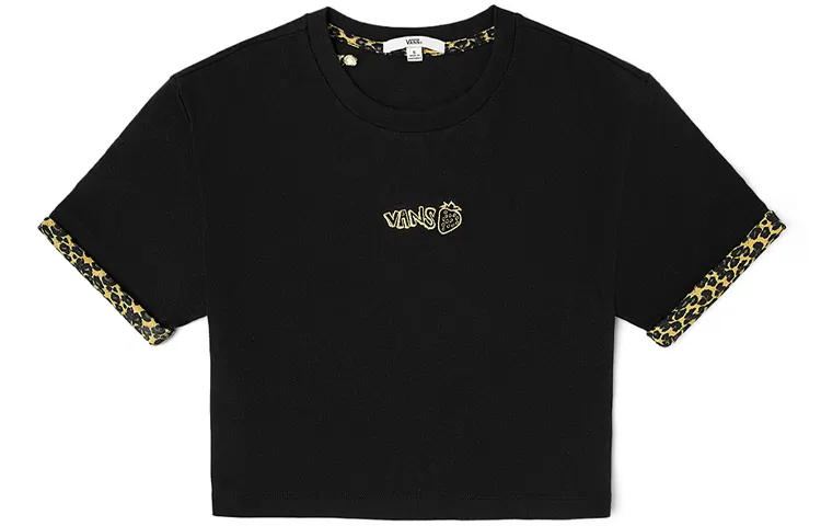 Vans Strauberry T Shirts Women's Black Crew Neck Moderate Straight Fit