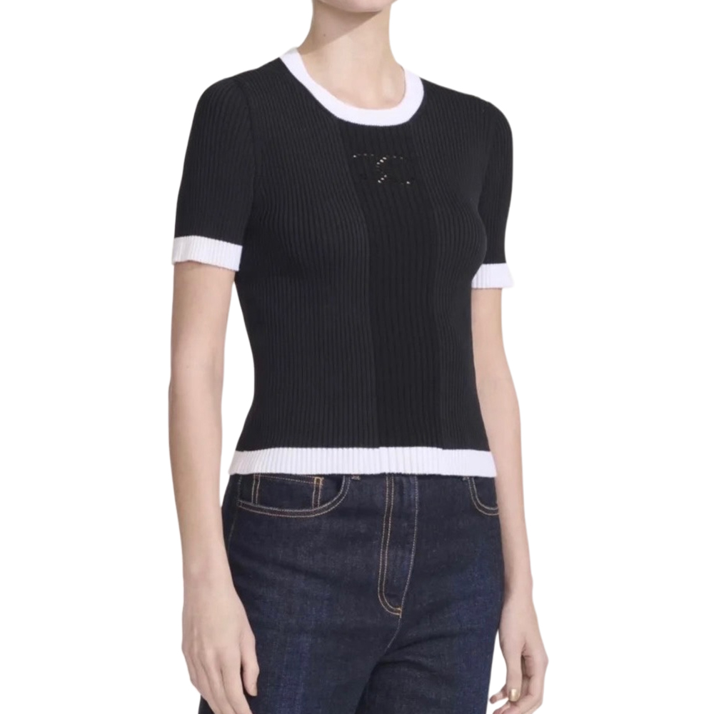 CHANEL T Shirts Women's Black Crew Neck Moderate Other