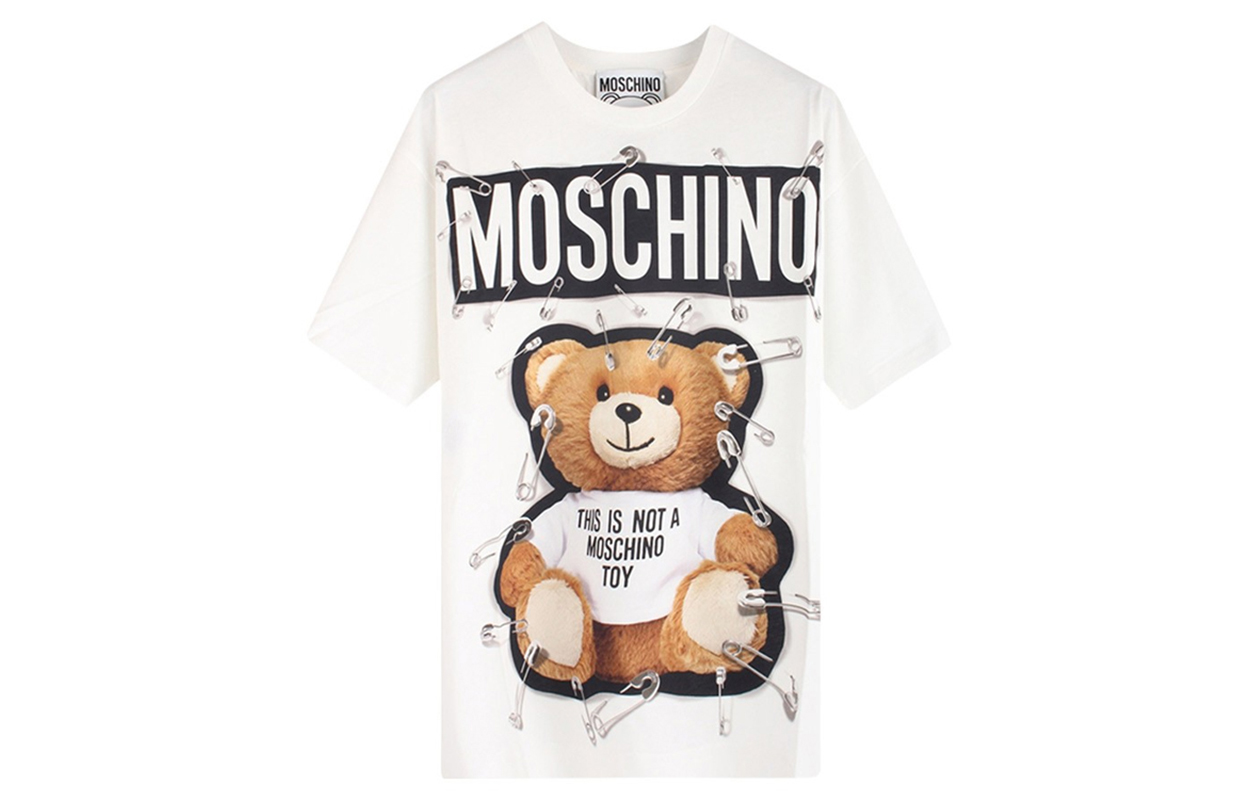MOSCHINO Moschino Teddy Bear Print Cotton Round Neck Short Sleeve T-Shirt Women's White