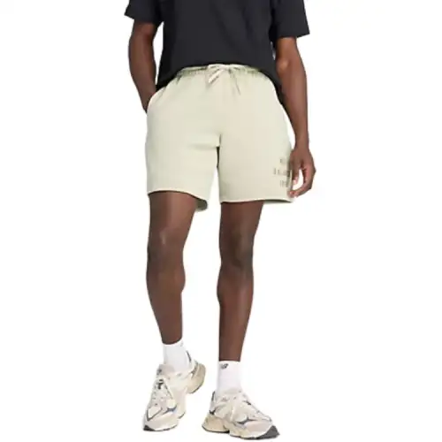 New Balance Iconic Collegiate Fleece Short 7' Casual Shorts Men's Yellow Green