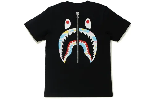 A BATHING APE Shark Series T Shirts Women's Crew Neck Moderate Straight Fit