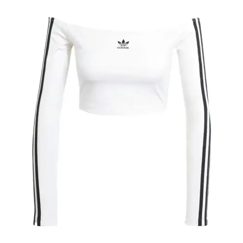 Adidas Women's Adicolor Off Shoulder Long Sleeve Long Sleeve Top White