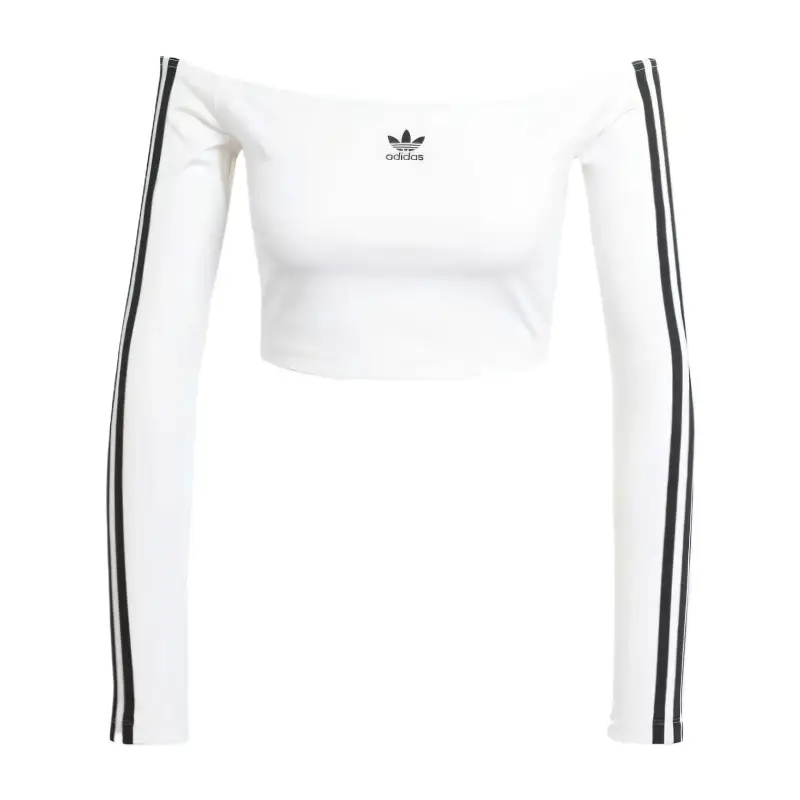 Adidas Women's Adicolor Off Shoulder Long Sleeve Long Sleeve Top White
