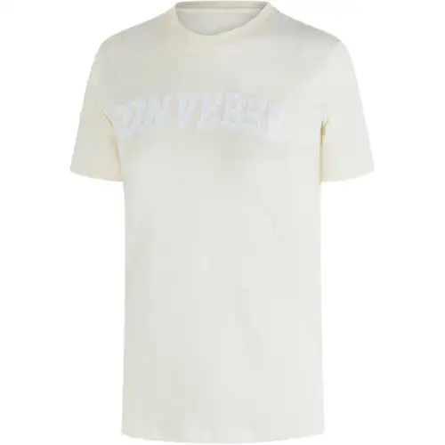 Converse T Shirts Women's Beige Crew Neck