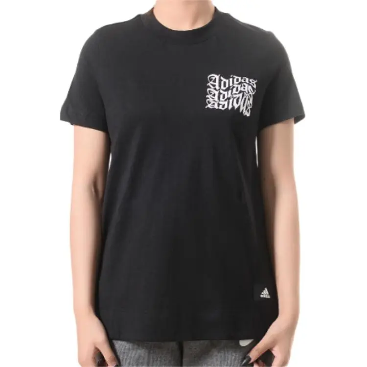 Adidas T-Shirts Women's Black Crew Neck Moderate