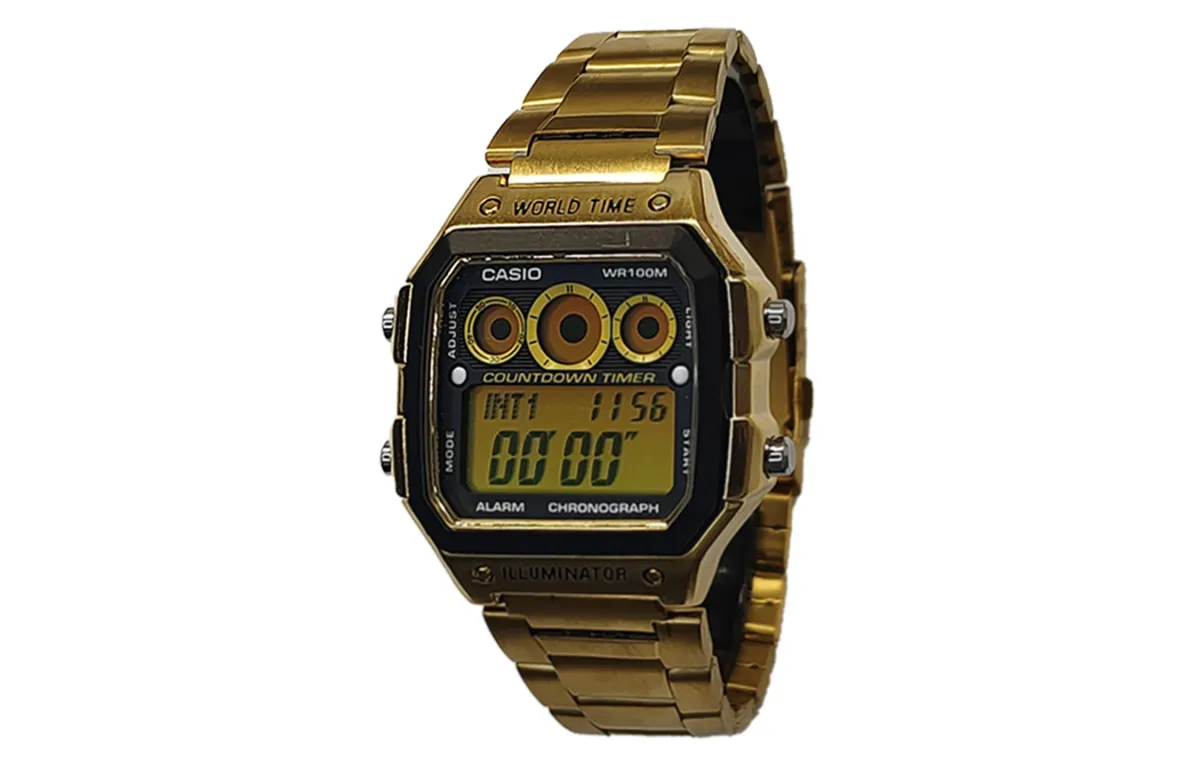 CASIO Custom Collection Quartz Movement Stainless Steel Strap Watch Men's Watches Black Dial