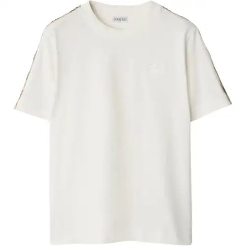 Burberry Checked-Trim Crewneck T-Shirt