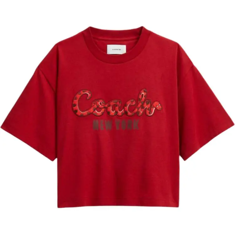 COACH T-Shirts Women's Red Crew Neck Moderate
