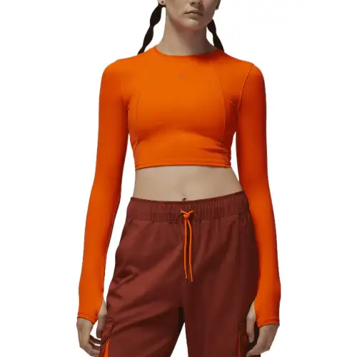 Jordan Crop Tops Women's Orange Crew Neck Moderate