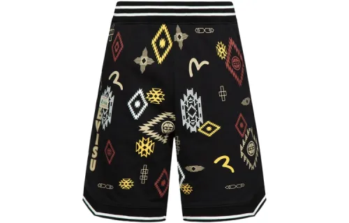 EVISU Sports Shorts Men's Black All Over Print Moderate