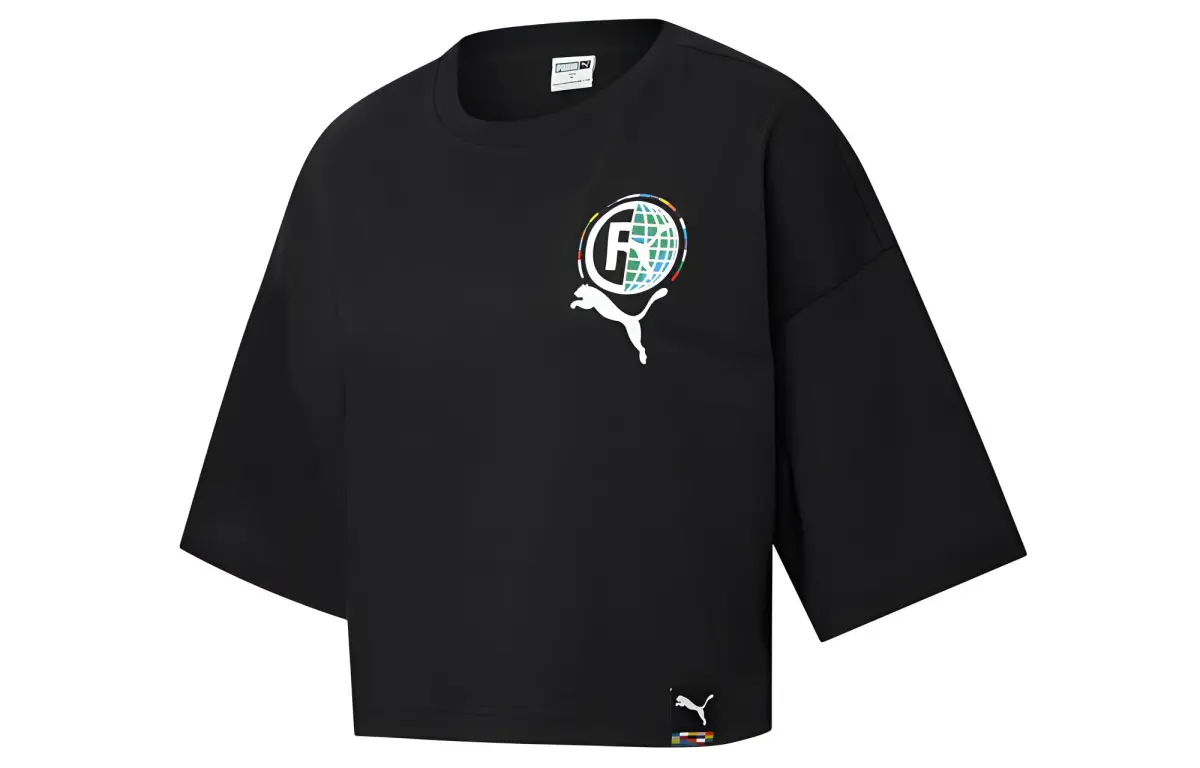 PUMA Drop Shoulder Sleeve T Shirt Women's Black