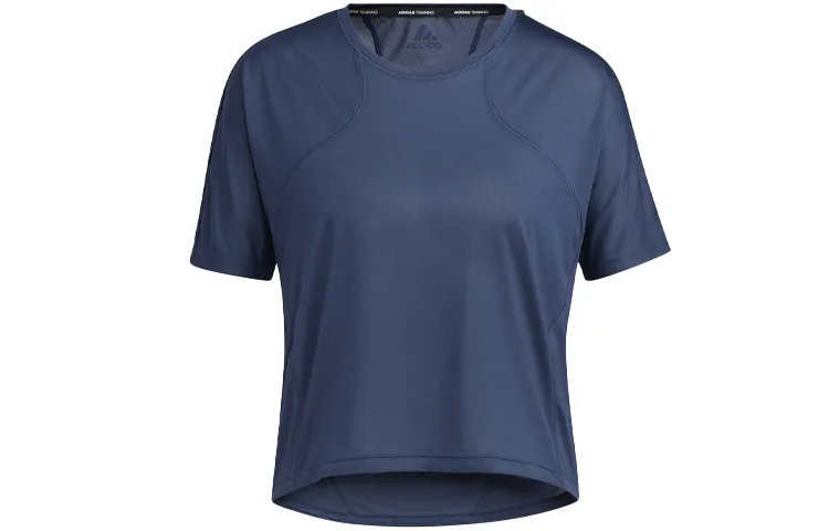 Adidas T-Shirts Women's Navy Blue Crew Neck Moderate Straight Fit