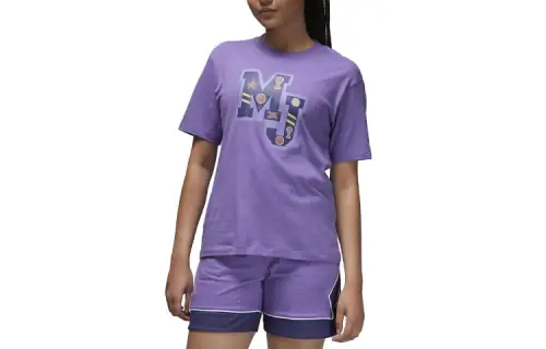Jordan T Shirts Women's Purple Crew Neck Moderate Straight Fit
