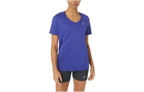 ASICS T Shirts Women's Purple V Neck Moderate Straight Fit