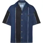 PRADA Shirts Men's Marine Blue Lapel Moderate Denim