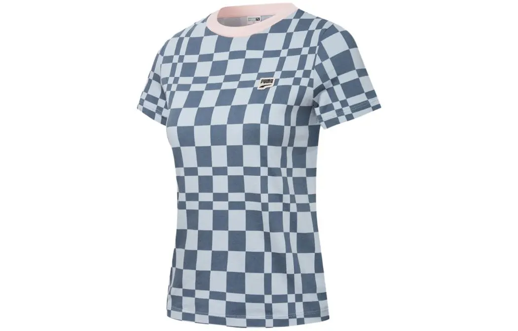 PUMA T-Shirts Women's Blue Crew Neck Moderate Straight Fit