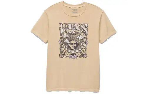 Vans T Shirts Women's Taupe Crew Neck Moderate Straight Fit