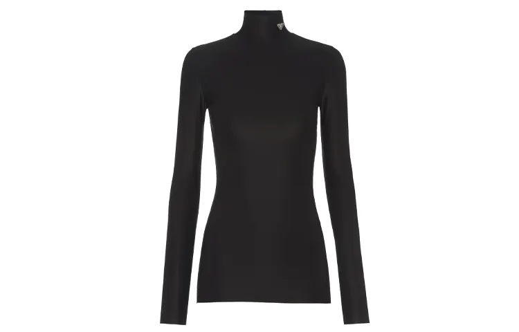 PRADA T Shirts Women's Black Turtleneck Straight Fit