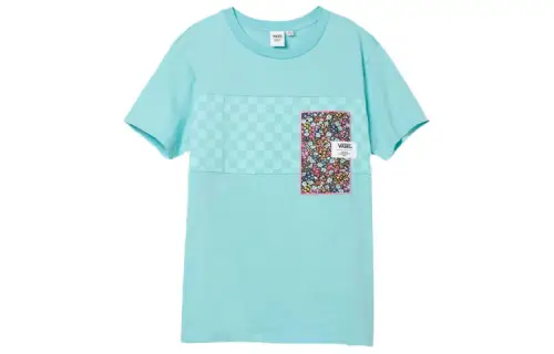 Vans T Shirts Women's Green Crew Neck Moderate Straight Fit