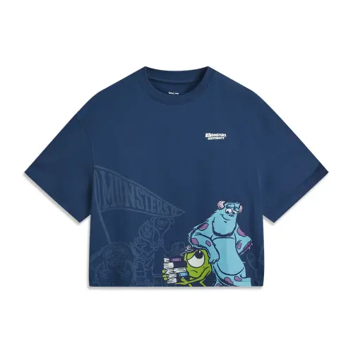Li Ning x Disney Sports Life Collection T Shirt Women's Dark Simple Blue