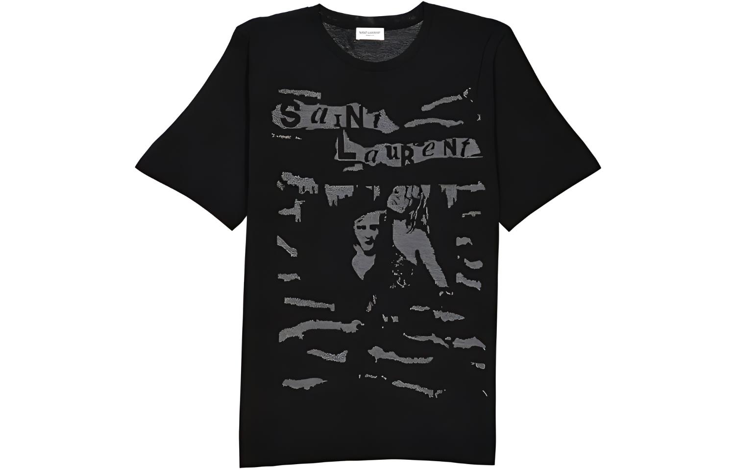 Женская футболка SAINT LAURENT Round Neck (черная)