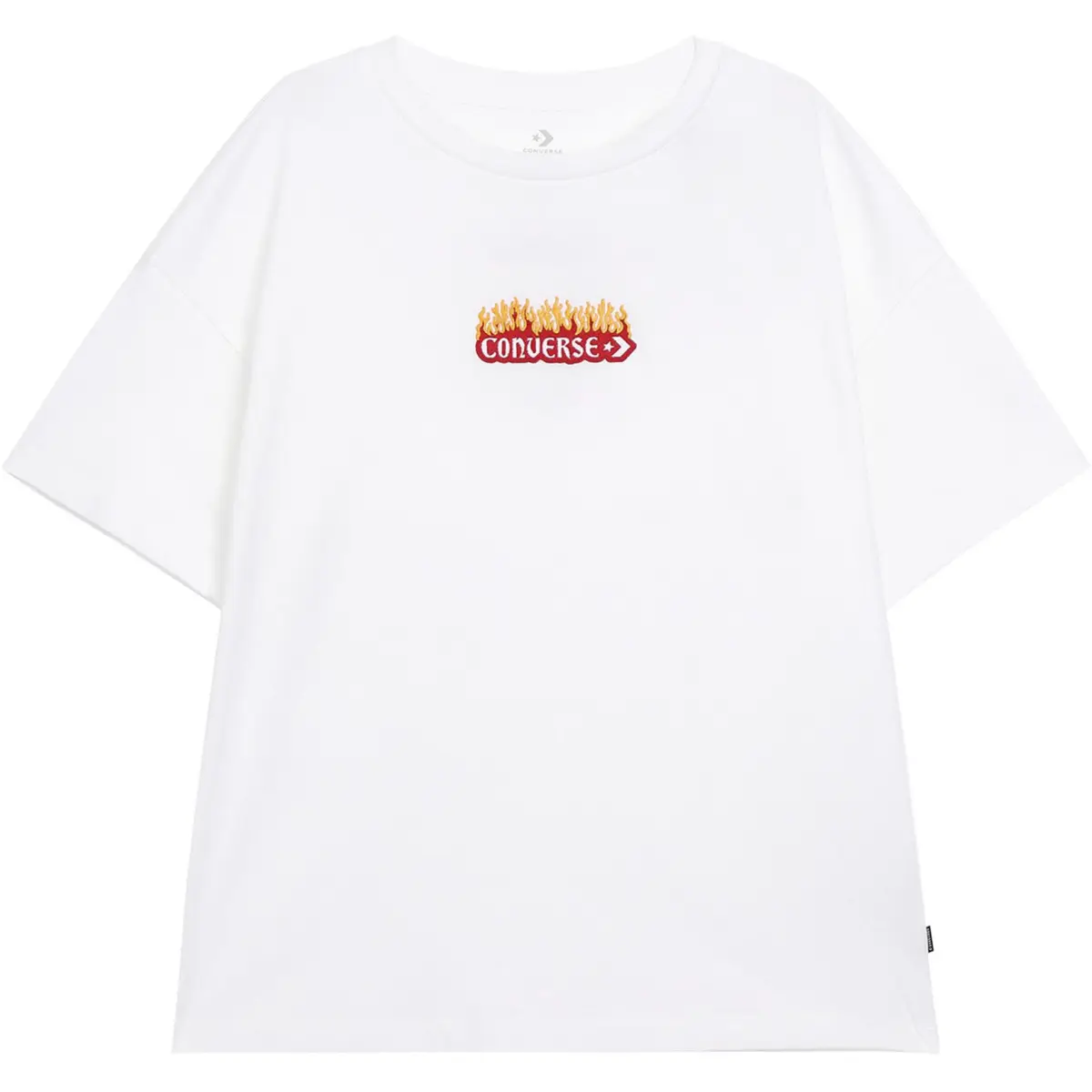 Converse T-Shirts Women's White Crew Neck Moderate Straight Fit
