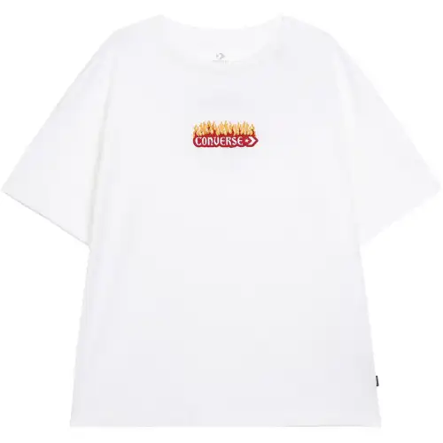 Converse T Shirts Women's White Crew Neck Moderate Straight Fit