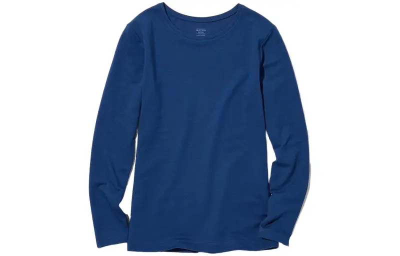 UNIQLO T Shirts Women's Sea Blue Crew Neck Moderate Other